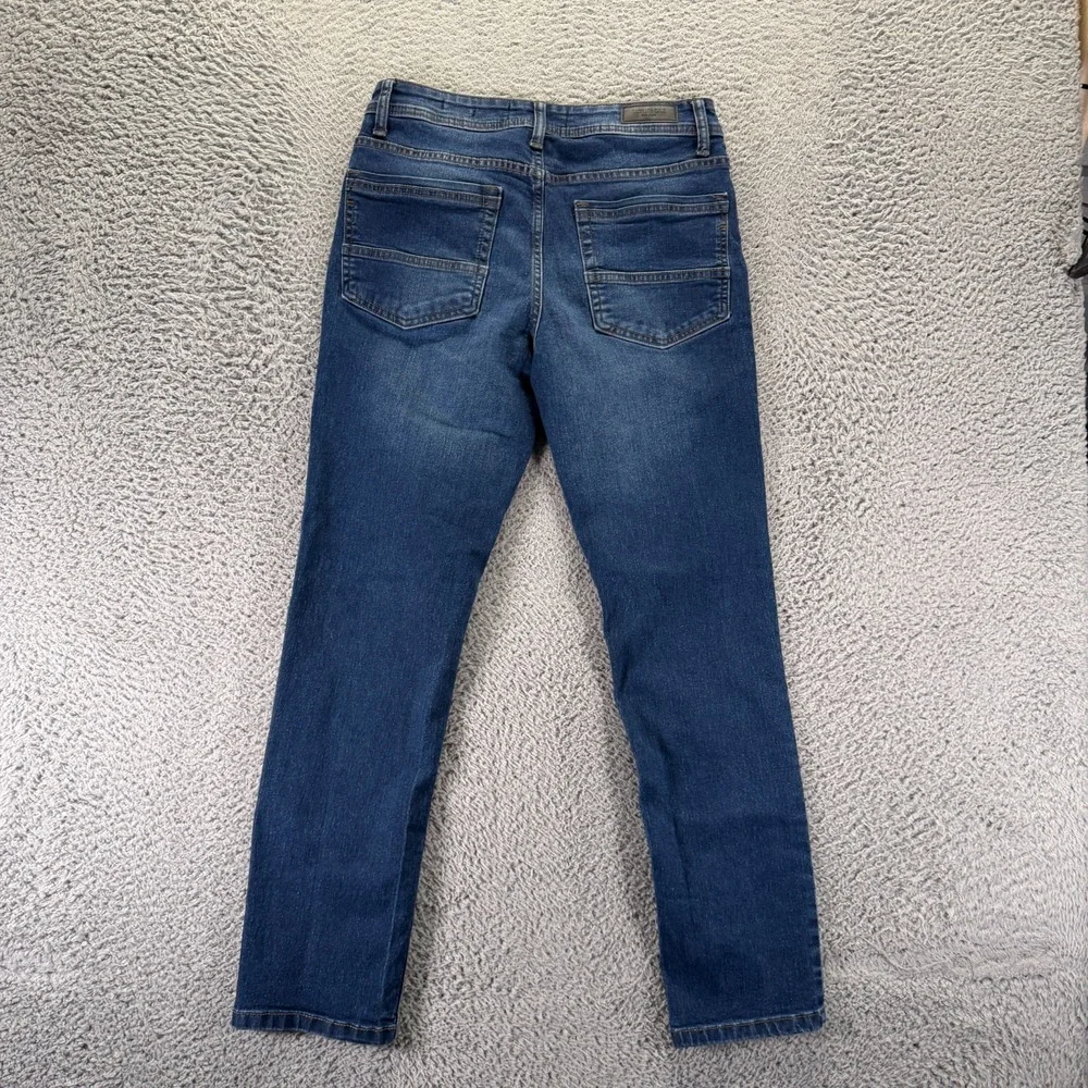 Kenneth Cole Jeans Mens 30x30 Blue Cotton Denim Tapered Workwear Faded Stretch